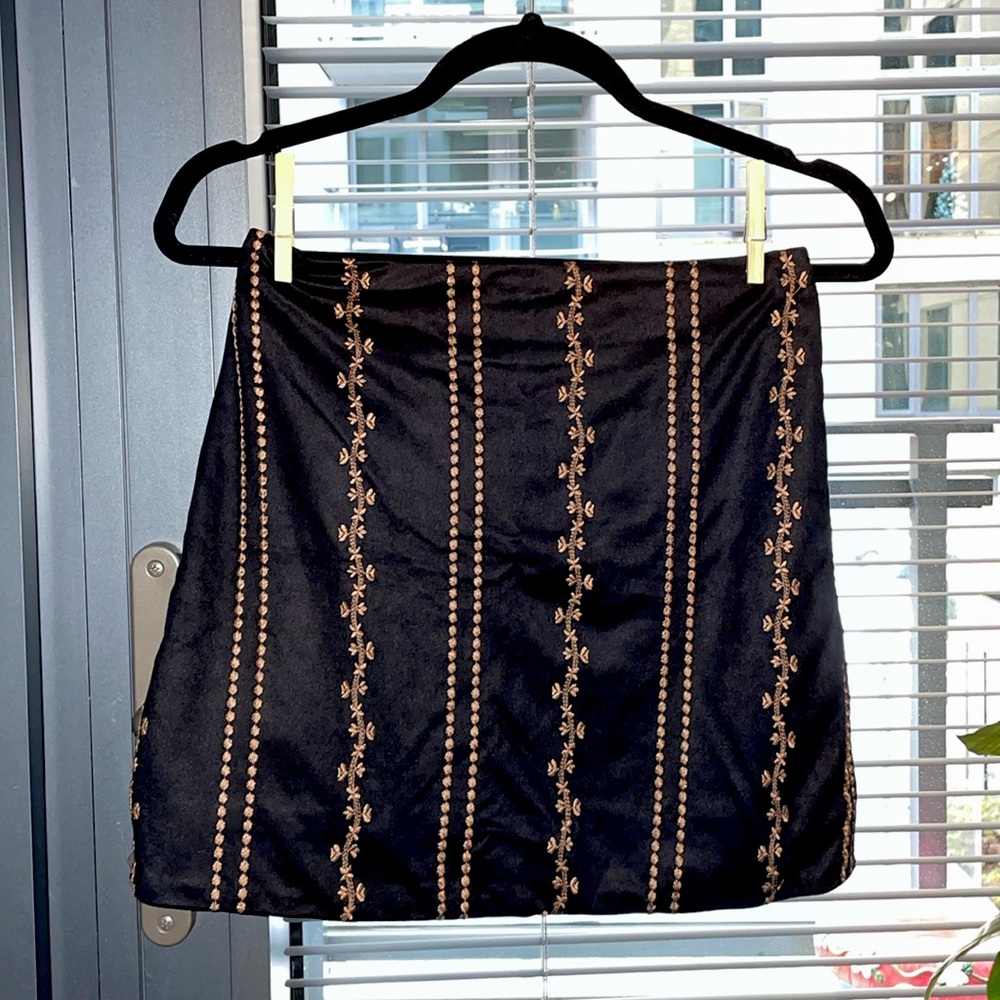 Black Boho Mini Skirt